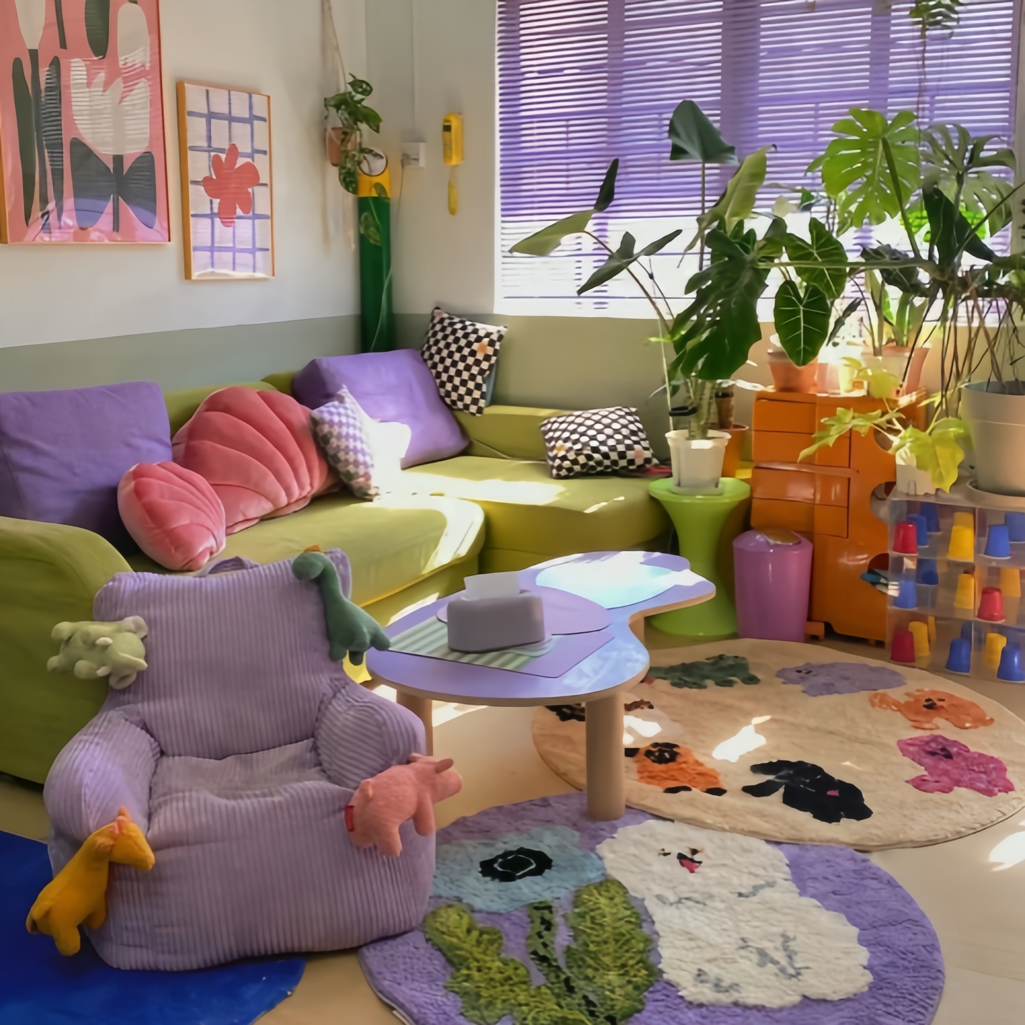 Фиолетовый и зеленый