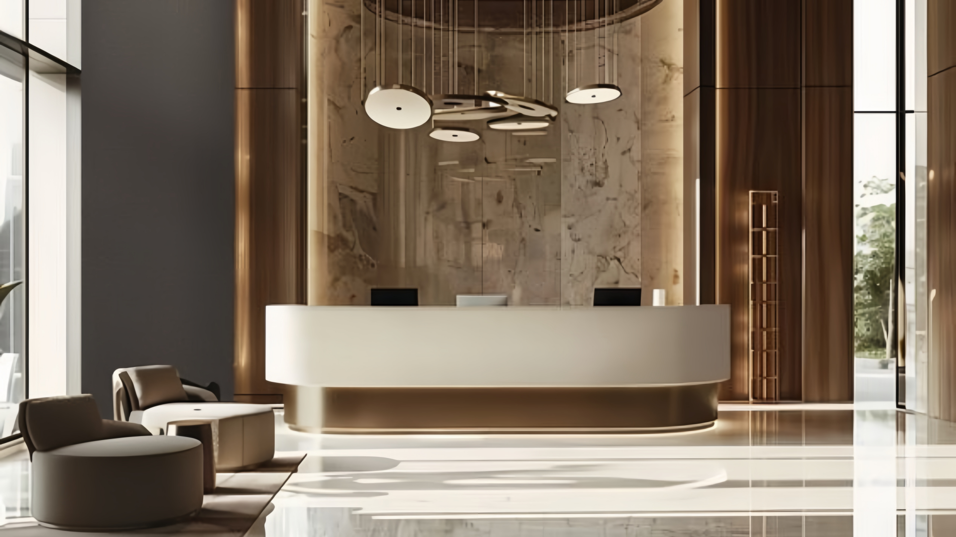 Современный стойка приема в отеле