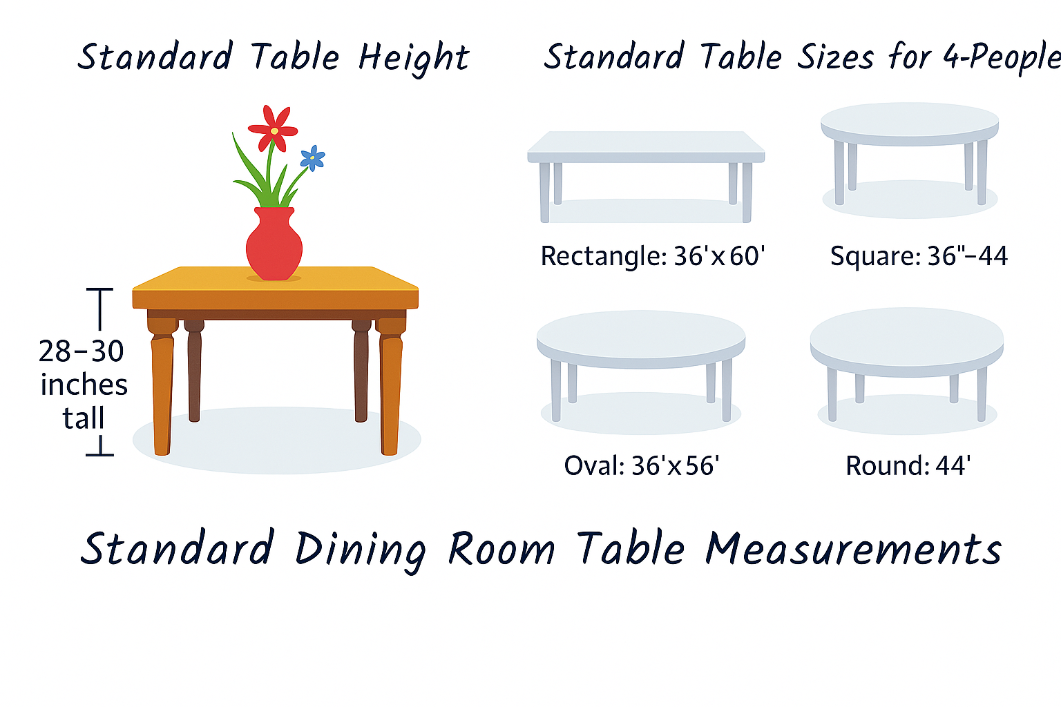 Стандартные измерения столового стола